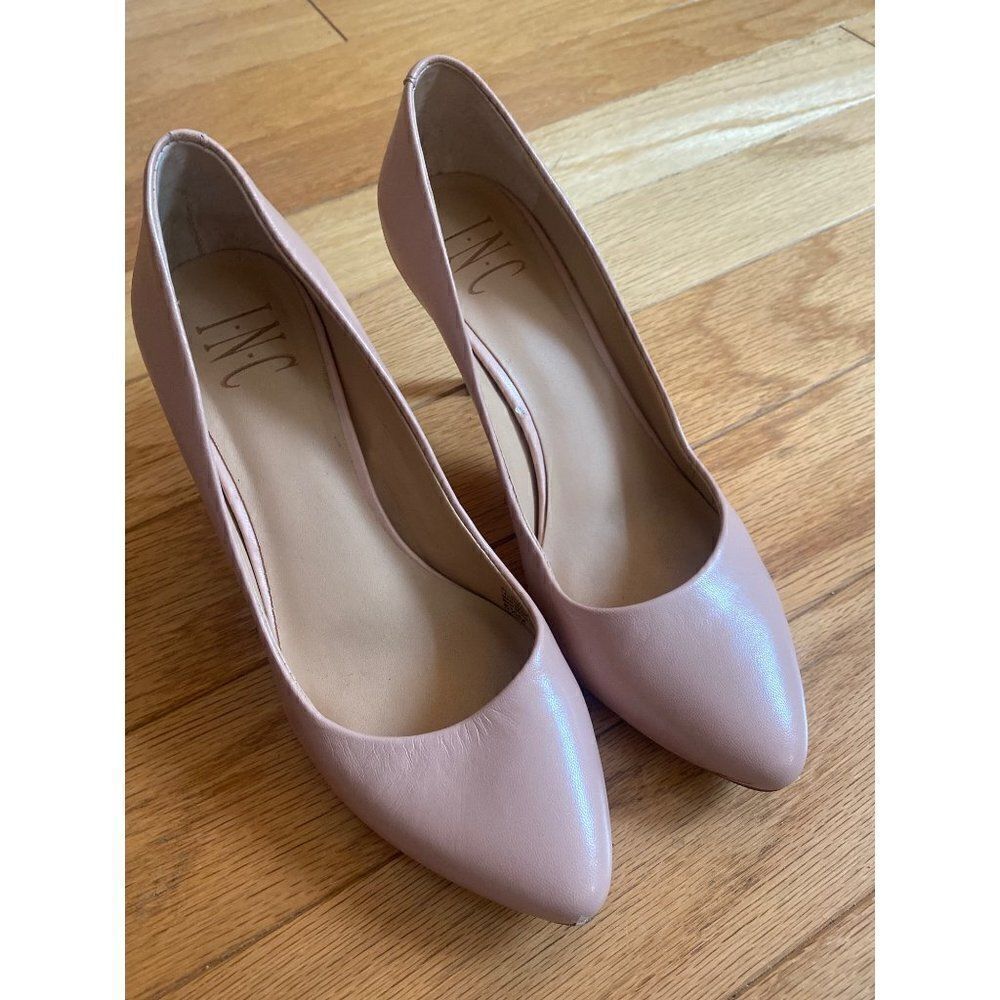 INC women's nude pointed toe slip on classic stiletto heel size 5.5